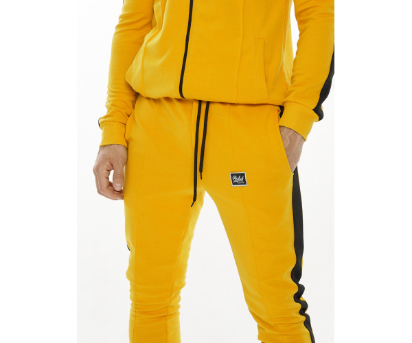 Трикотажный спортивный костюм горчичного цвета 9152G