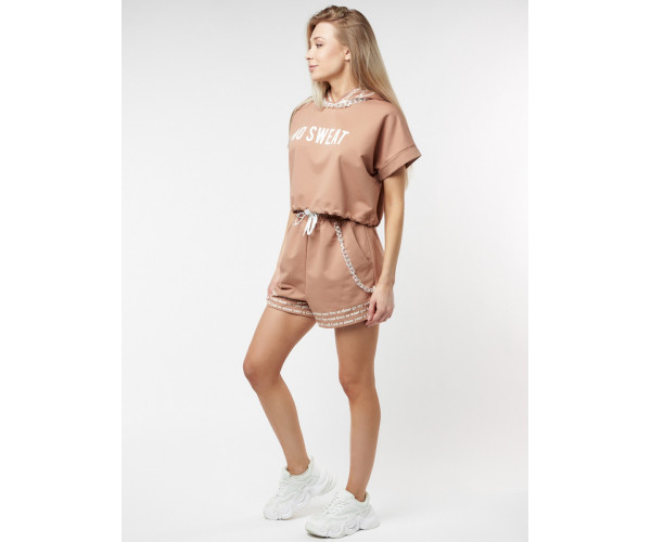 Костюм шорты и топ коричневого цвета 21117K