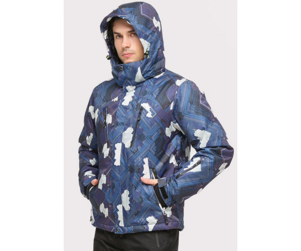 Мужская зимняя горнолыжная куртка утепленная темно-синего цвета 18108TS