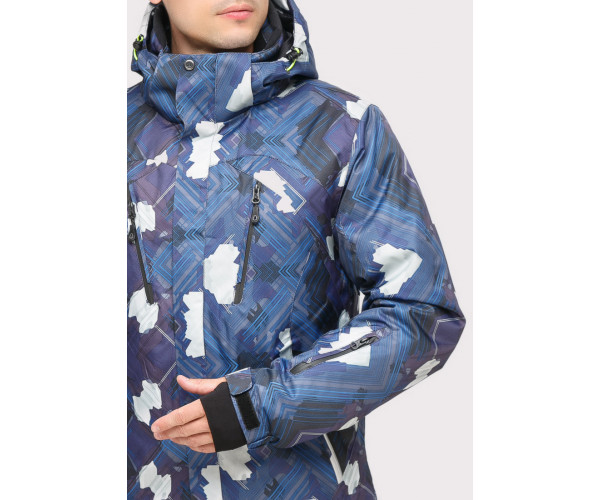 Мужская зимняя горнолыжная куртка утепленная темно-синего цвета 18108TS