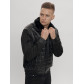Классическая куртка кожанные мужская черного цвета 2499Ch