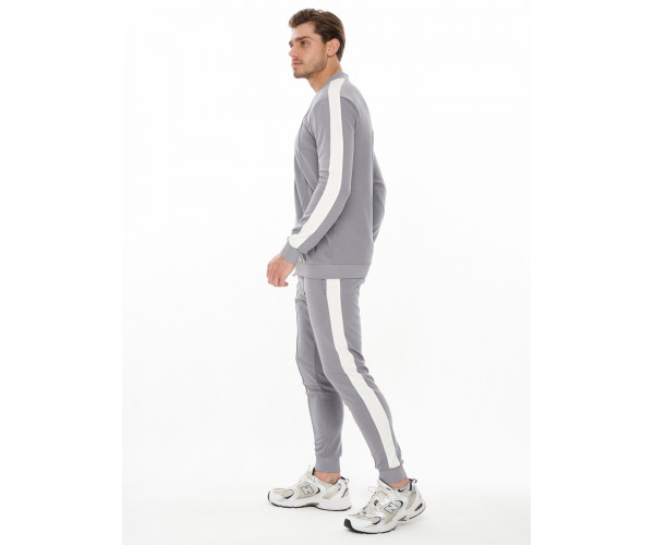 Трикотажный спортивный костюм серого цвета 9152Sr