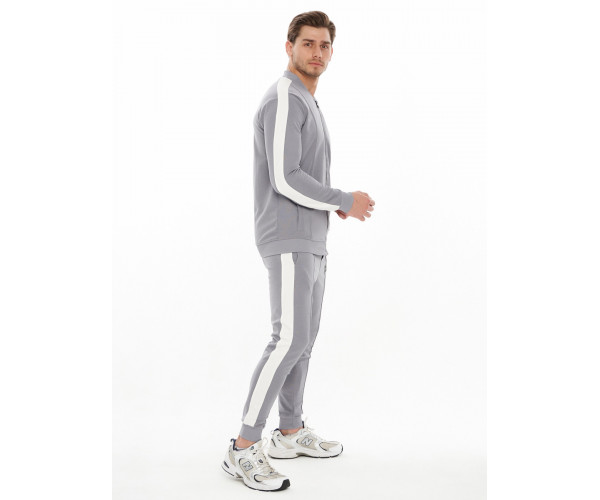 Трикотажный спортивный костюм серого цвета 9152Sr