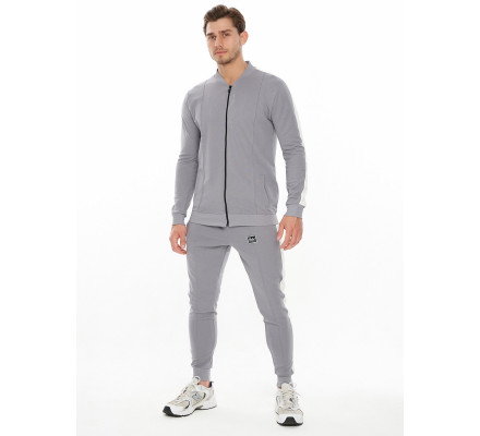 Трикотажный спортивный костюм серого цвета 9152Sr