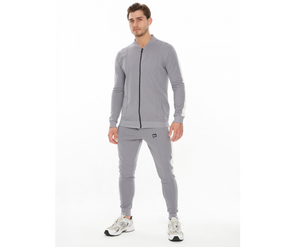 Трикотажный спортивный костюм серого цвета 9152Sr