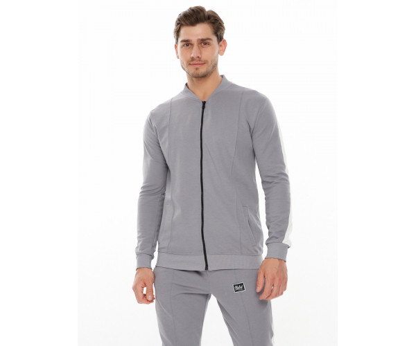 Трикотажный спортивный костюм серого цвета 9152Sr