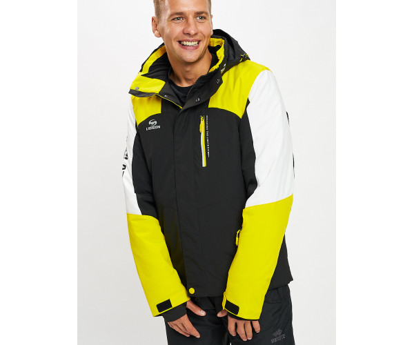 Горнолыжная куртка мужская желтого цвета 77018J