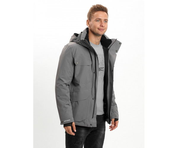Горнолыжная куртка мужская  серого цвета 2088Sr