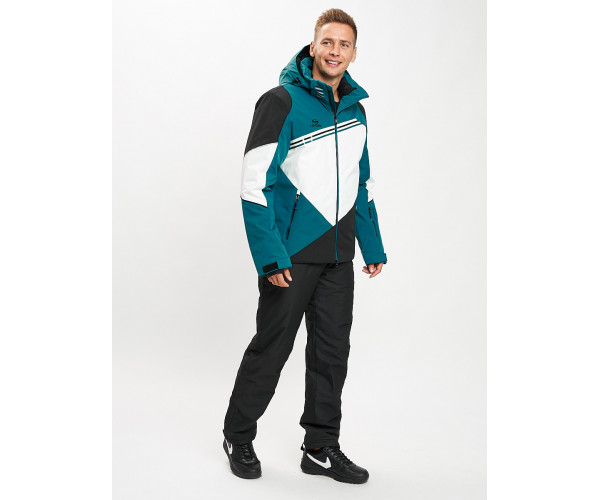 Горнолыжный костюм мужской темно-зеленого цвета 077016TZ