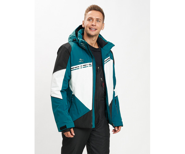 Горнолыжный костюм мужской темно-зеленого цвета 077016TZ