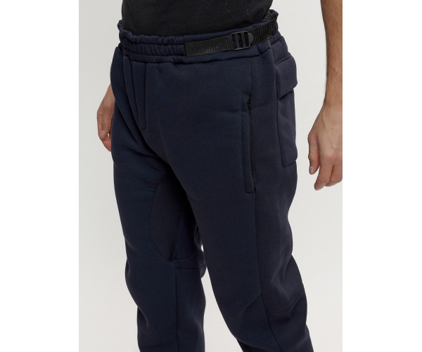 Брюки мужские на флисе зимние темно-синего цвета 1096TS