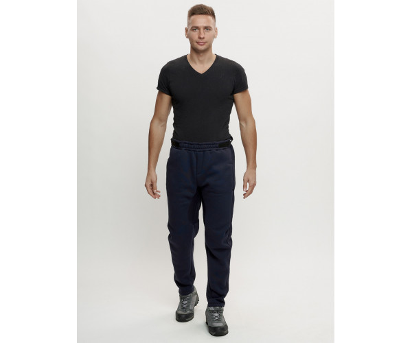 Брюки мужские на флисе зимние темно-синего цвета 1096TS