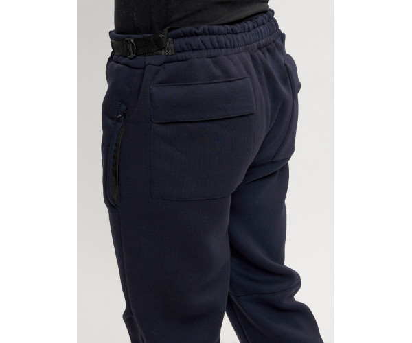 Брюки мужские на флисе зимние темно-синего цвета 1096TS