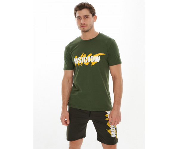 Мужские футболки с принтом цвета хаки 22013Kh