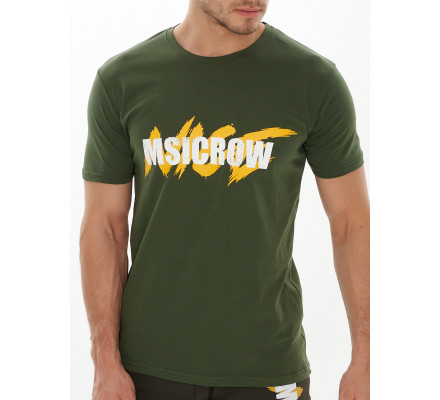 Мужские футболки с принтом цвета хаки 22013Kh