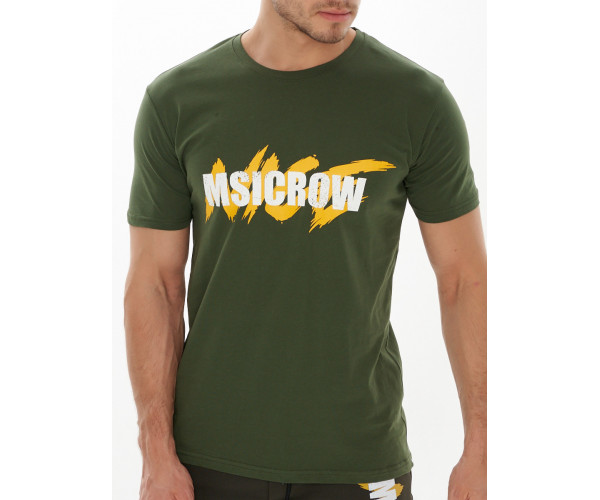 Мужские футболки с принтом цвета хаки 22013Kh