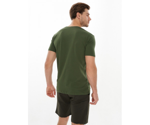 Мужские футболки с принтом цвета хаки 22013Kh