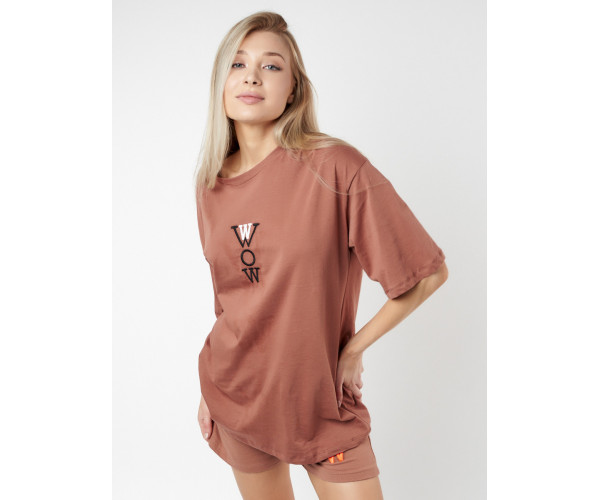 Костюм шорты и футболка коричневого цвета 76052K