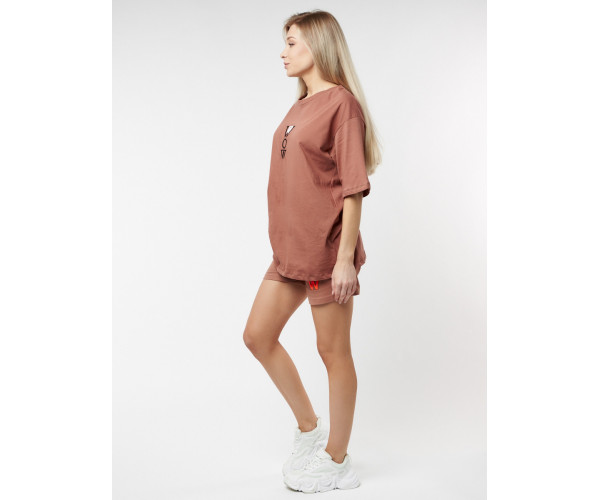 Костюм шорты и футболка коричневого цвета 76052K