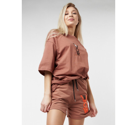 Костюм шорты и футболка коричневого цвета 76052K