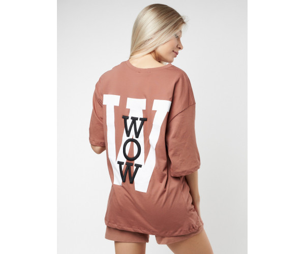 Костюм шорты и футболка коричневого цвета 76052K