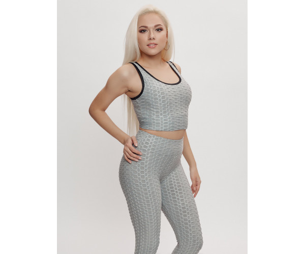 Костюм для фитнеса женский серого цвета 2004Sr