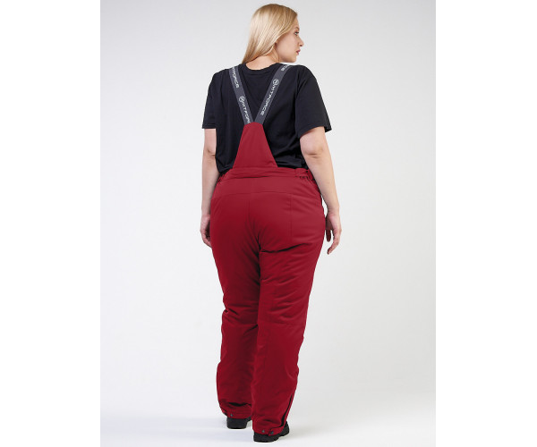 Женские зимние горнолыжные брюки большого размера бордового цвета 1878Bo