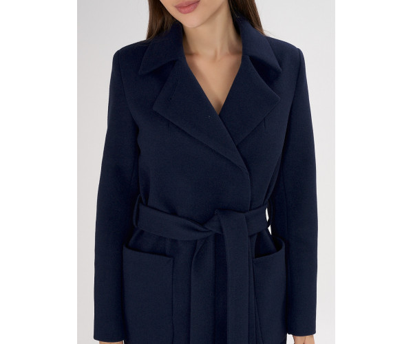 Пальто демисезонное темно-синего цвета 4057TS