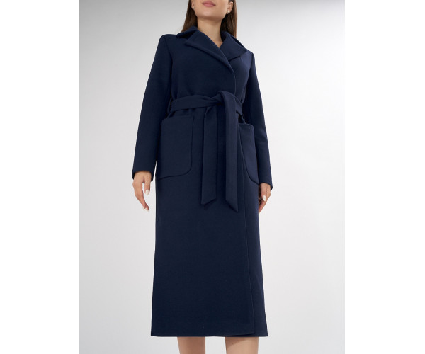 Пальто демисезонное темно-синего цвета 4057TS