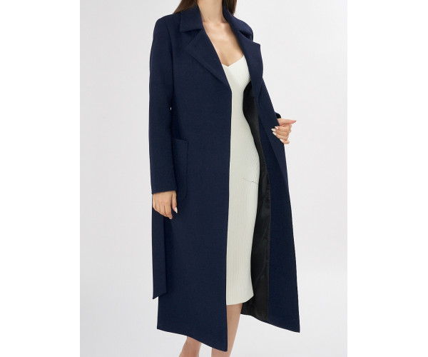 Пальто демисезонное темно-синего цвета 4057TS