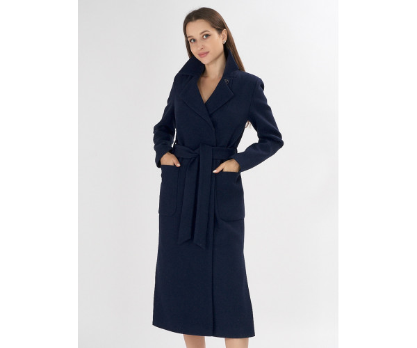 Пальто демисезонное темно-синего цвета 4057TS