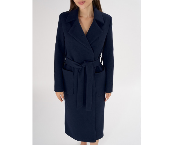 Пальто демисезонное темно-синего цвета 4057TS