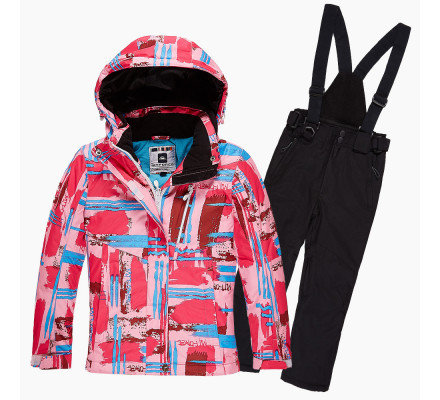 Подростковый для девочки зимний костюм горнолыжный розового цвета 01774R