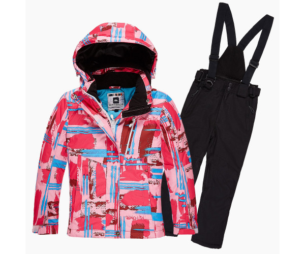 Подростковый для девочки зимний костюм горнолыжный розового цвета 01774R