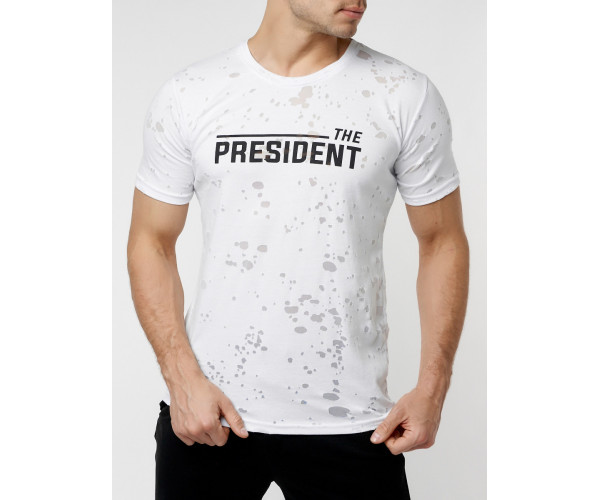 Мужская футболка с надпесью белого цвета 221038Bl