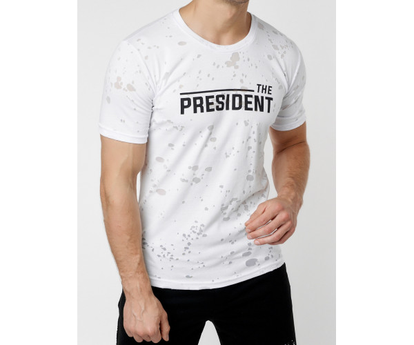 Мужская футболка с надпесью белого цвета 221038Bl