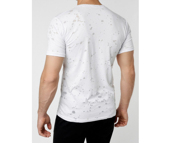 Мужская футболка с надпесью белого цвета 221038Bl