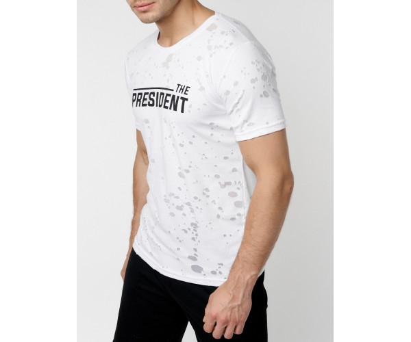 Мужская футболка с надпесью белого цвета 221038Bl