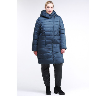 Женская зимняя классика куртка с капюшоном темно-зеленого цвета 1968_03TZ