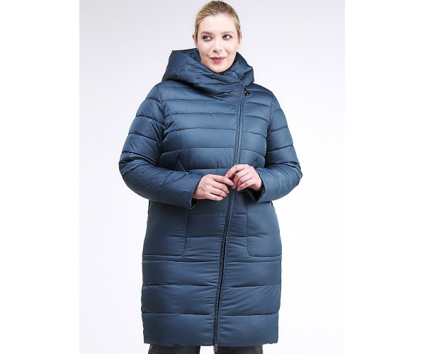 Женская зимняя классика куртка с капюшоном темно-зеленого цвета 1968_03TZ