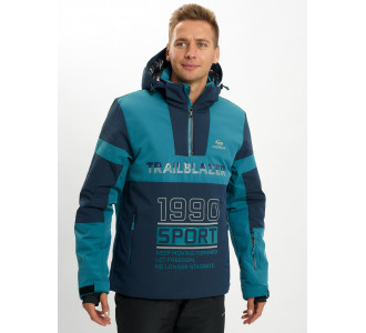 Горнолыжная куртка анорак мужская темно-зеленого цвета 77024TZ