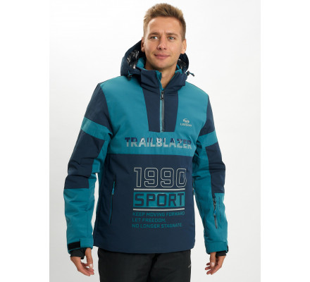 Горнолыжная куртка анорак мужская темно-зеленого цвета 77024TZ