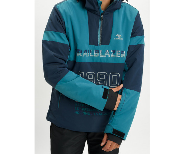 Горнолыжная куртка анорак мужская темно-зеленого цвета 77024TZ