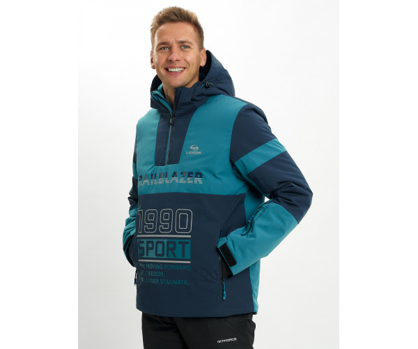 Горнолыжная куртка анорак мужская темно-зеленого цвета 77024TZ