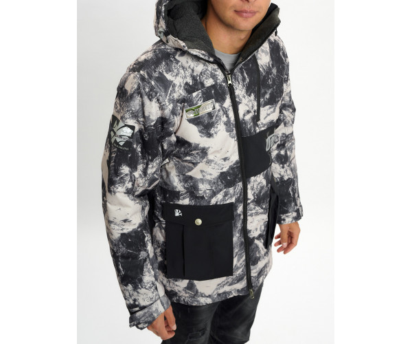 Молодежная зимняя куртка мужская бежевого цвета 059B