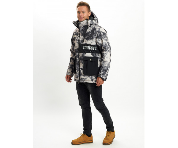 Молодежная зимняя куртка мужская бежевого цвета 059B