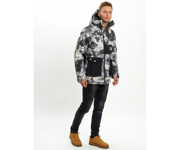 Молодежная зимняя куртка мужская бежевого цвета 059B