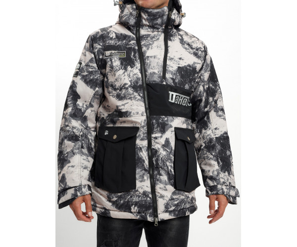 Молодежная зимняя куртка мужская бежевого цвета 059B