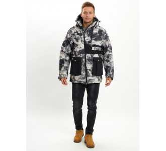 Молодежная зимняя куртка мужская бежевого цвета 059B