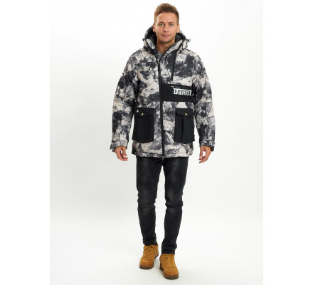 Молодежная зимняя куртка мужская бежевого цвета 059B